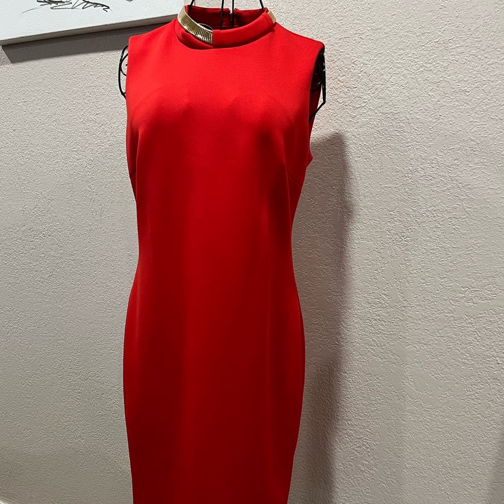 Calvin Klein Vibrant Red Midi Dress